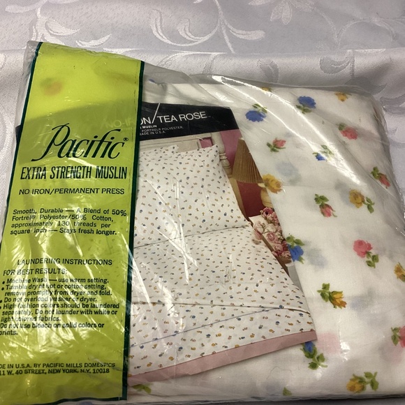 Vintage  TEA ROSE. DOUBLE SHEET. MUSLIN. - Picture 7 of 7